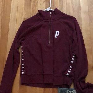 Pink sweater quarter zip